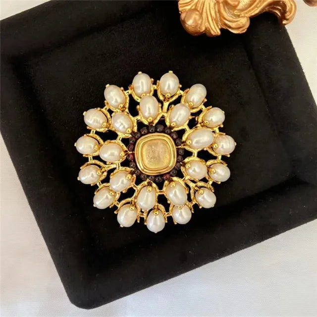 Baroque Pearl & Crystal Open Ring