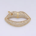 14k Gold Filled CZ Micro Pave Lip Pendant for Statement Necklace Jewelry Supply 35x23mm D-093