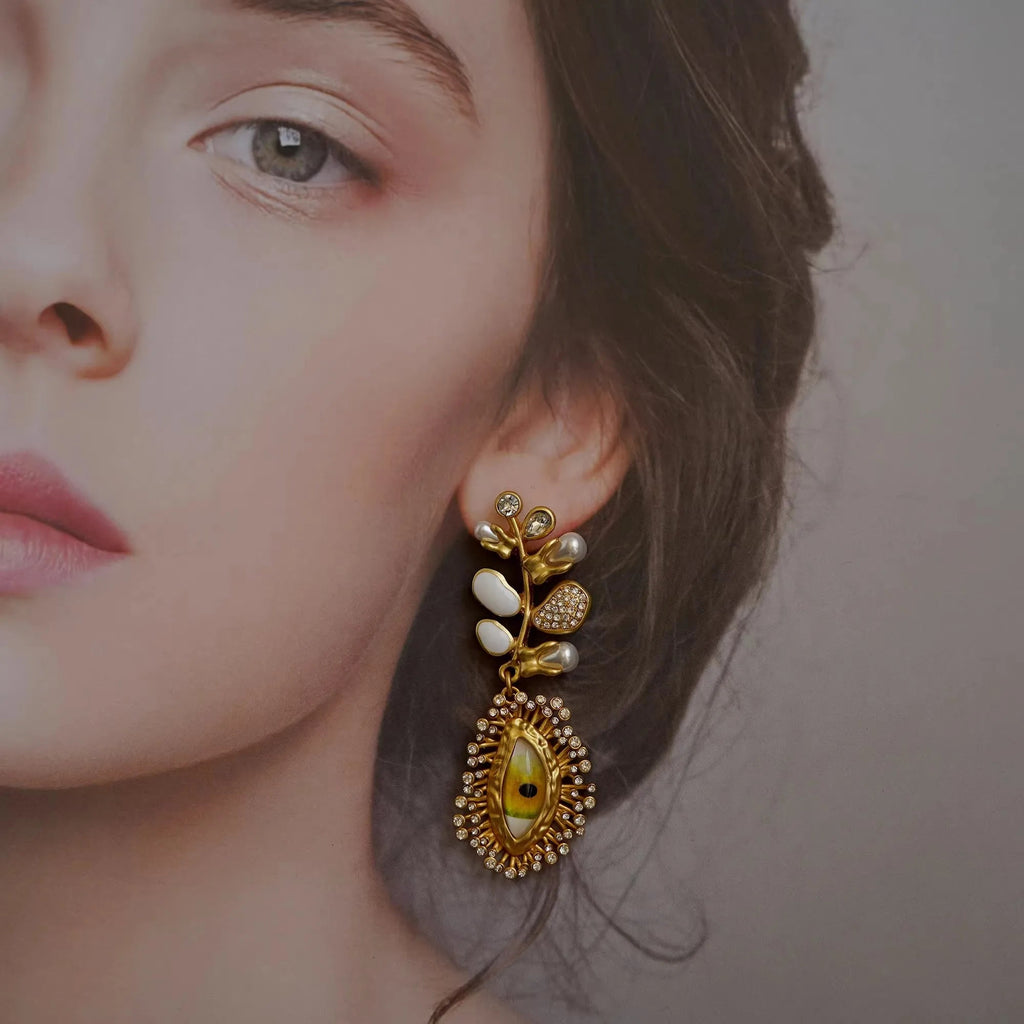 Retro Devil's Eye Nose Mouth Earrings Oil Drip for Women Jewelry Heavry Metal 2024 New Europe High Quality Eegant Gifts