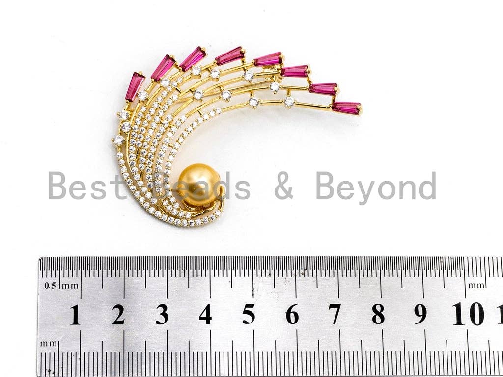 Fuchsia Crystal Peacock Brooch
