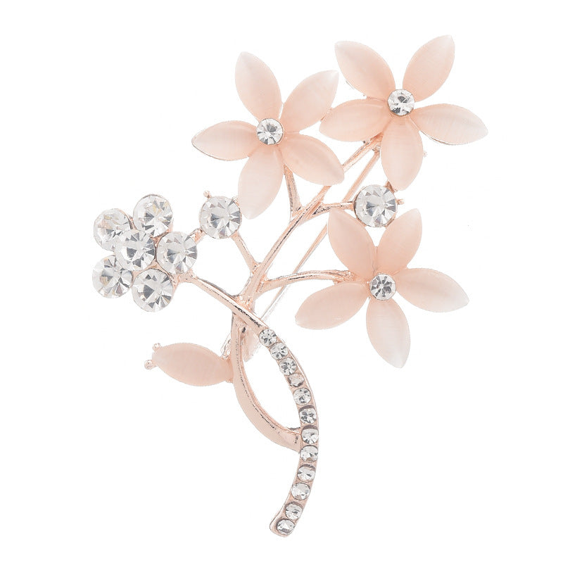 Opal-Style Flower Brooch