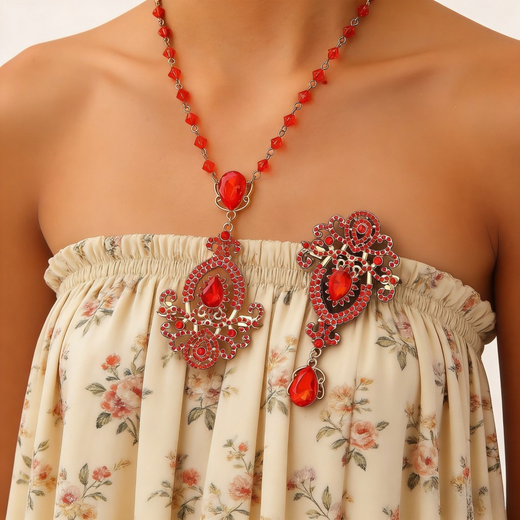 Colorful Crystal Pendant Brooch