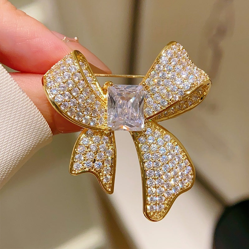 Crystal Bow Brooch
