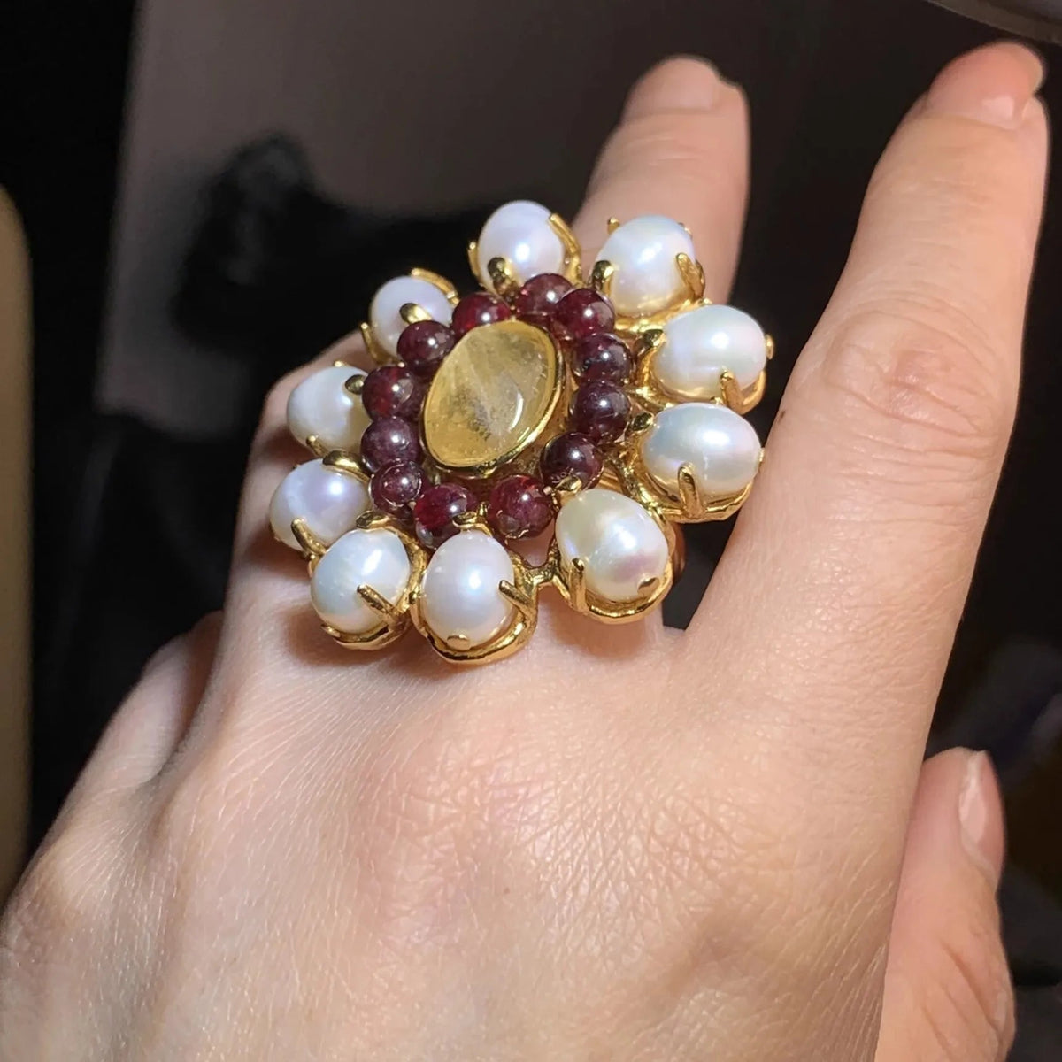 Vintage Natural Baroque Pearl Open Rings Crystal Stone Brass Metal Ring for Women Jewelry Luxury High Quality New Gifts France