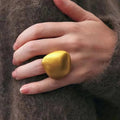 Gold Color Metal Rings Irregular Geometric Wide Noodle Finger Fing for Women Jewelry Retro Light Luxury  New Gift Accessorie