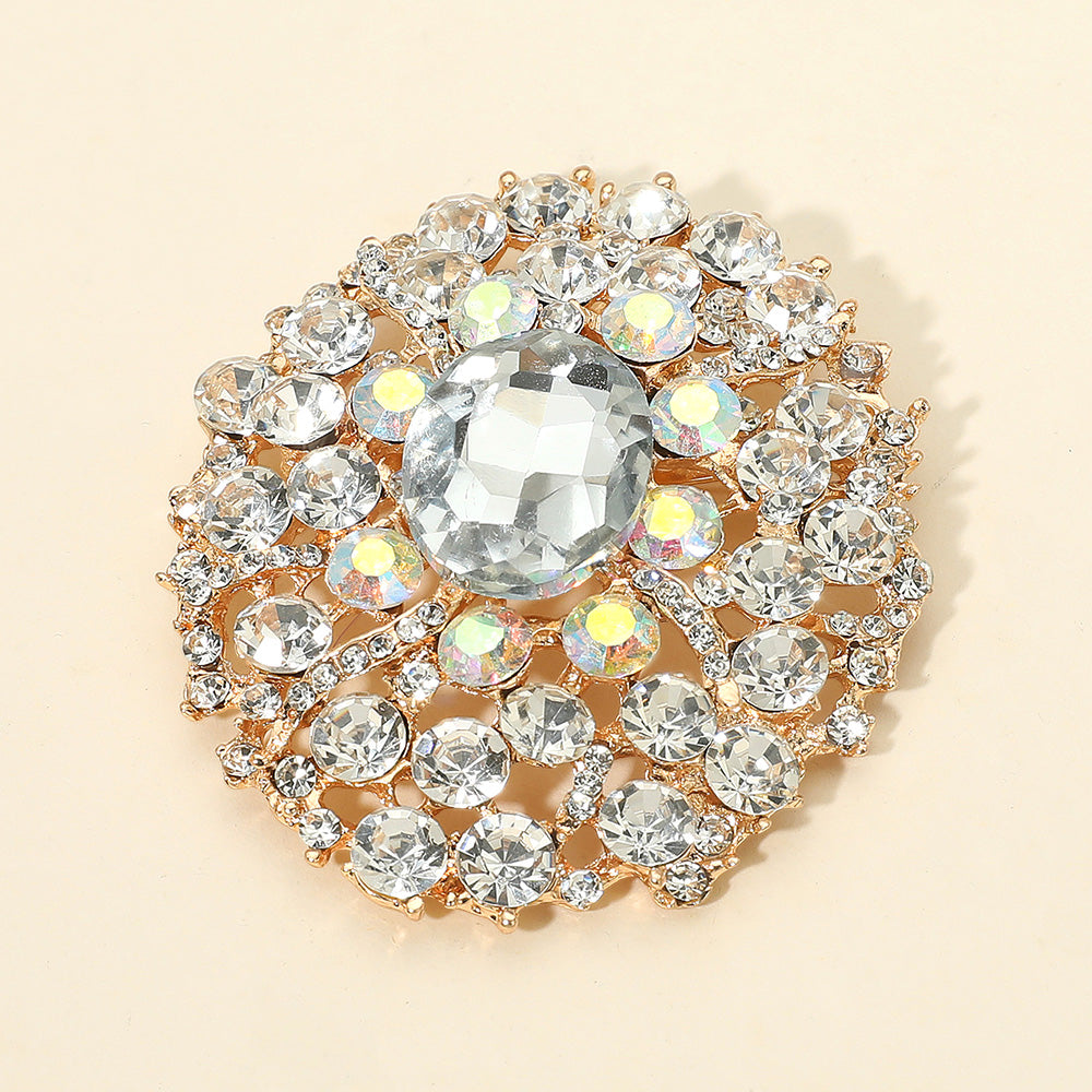 Oval Center Crystal Statement Brooch