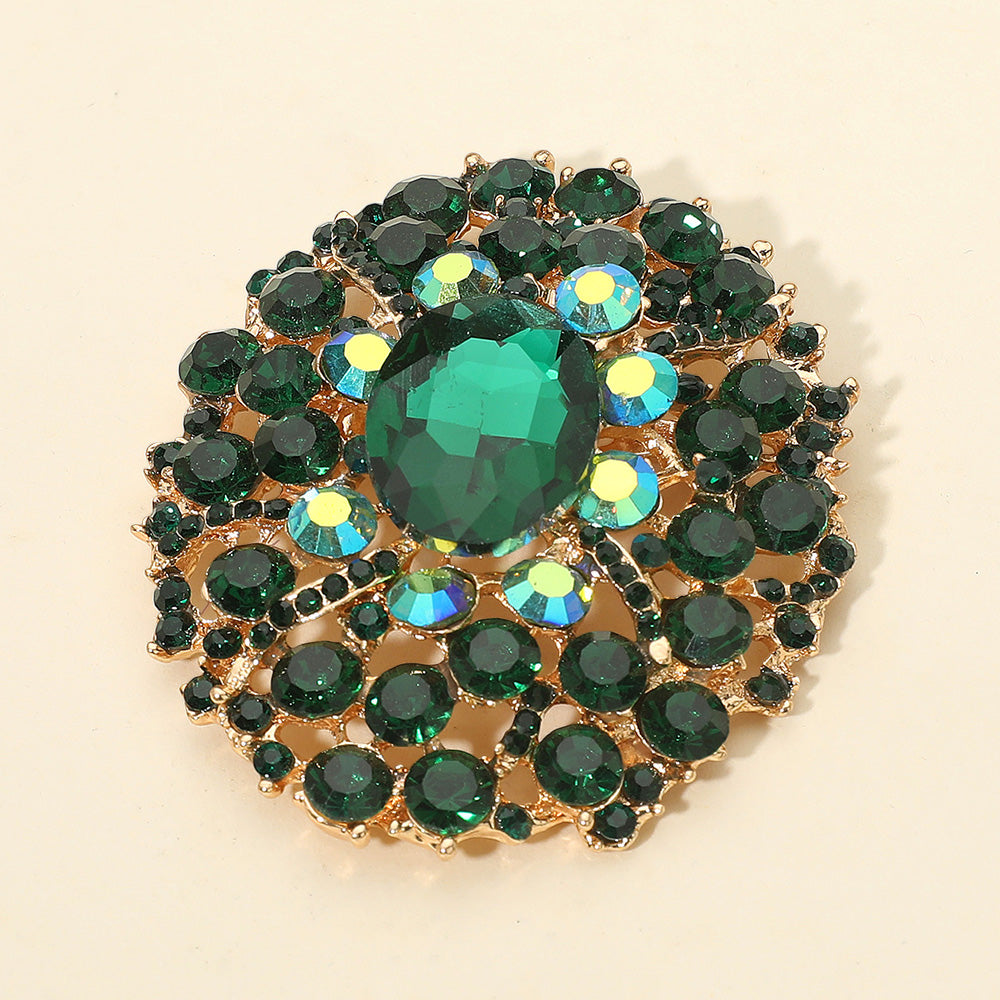 Oval Center Crystal Statement Brooch