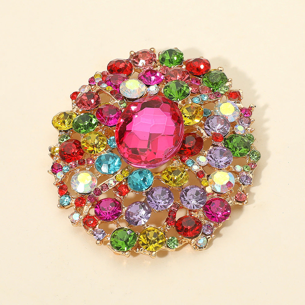 Oval Center Crystal Statement Brooch