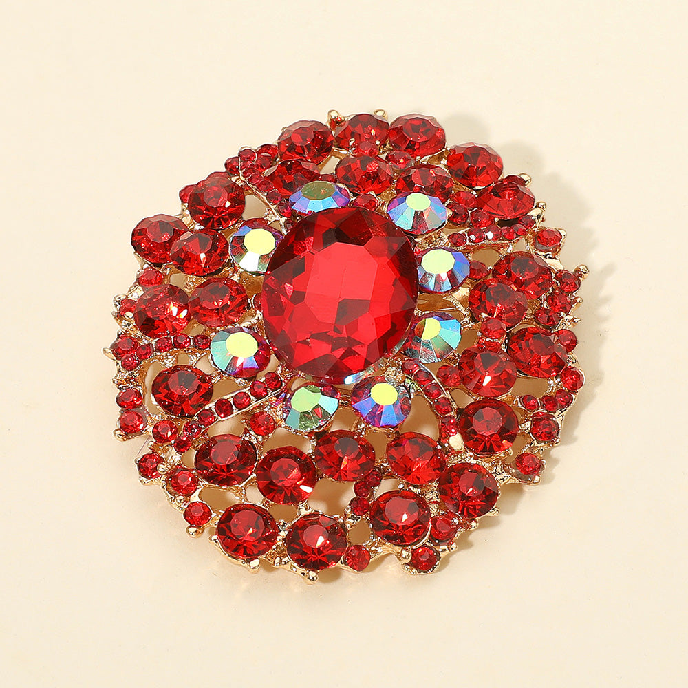 Oval Center Crystal Statement Brooch