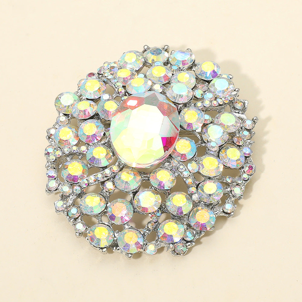 Oval Center Crystal Statement Brooch