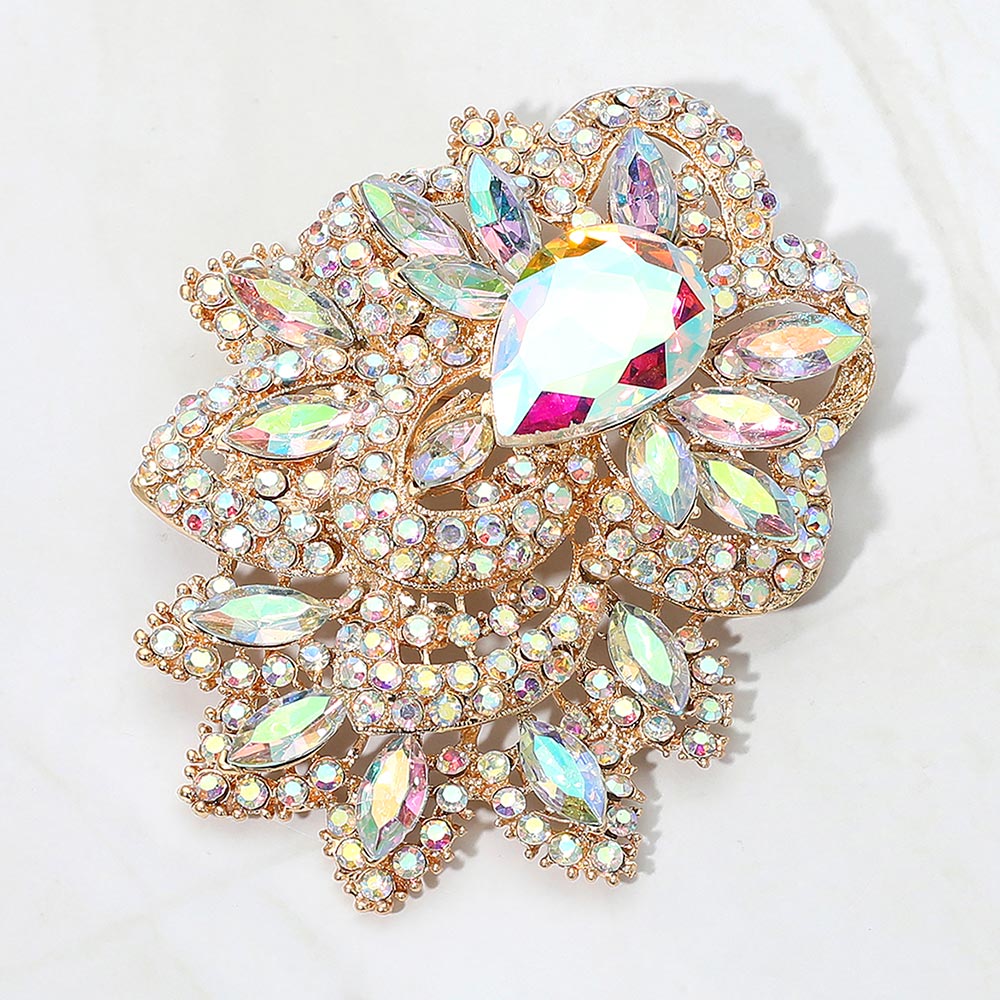 Crystal Bloom Brooch & Pendant — AB, Gold color option
