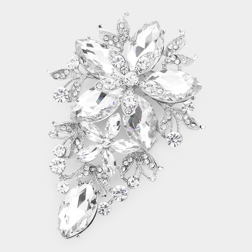 Glass Crystal Flower Bouquet Brooch