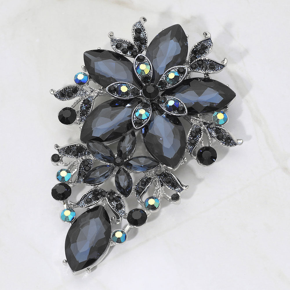 Glass Crystal Flower Bouquet Brooch