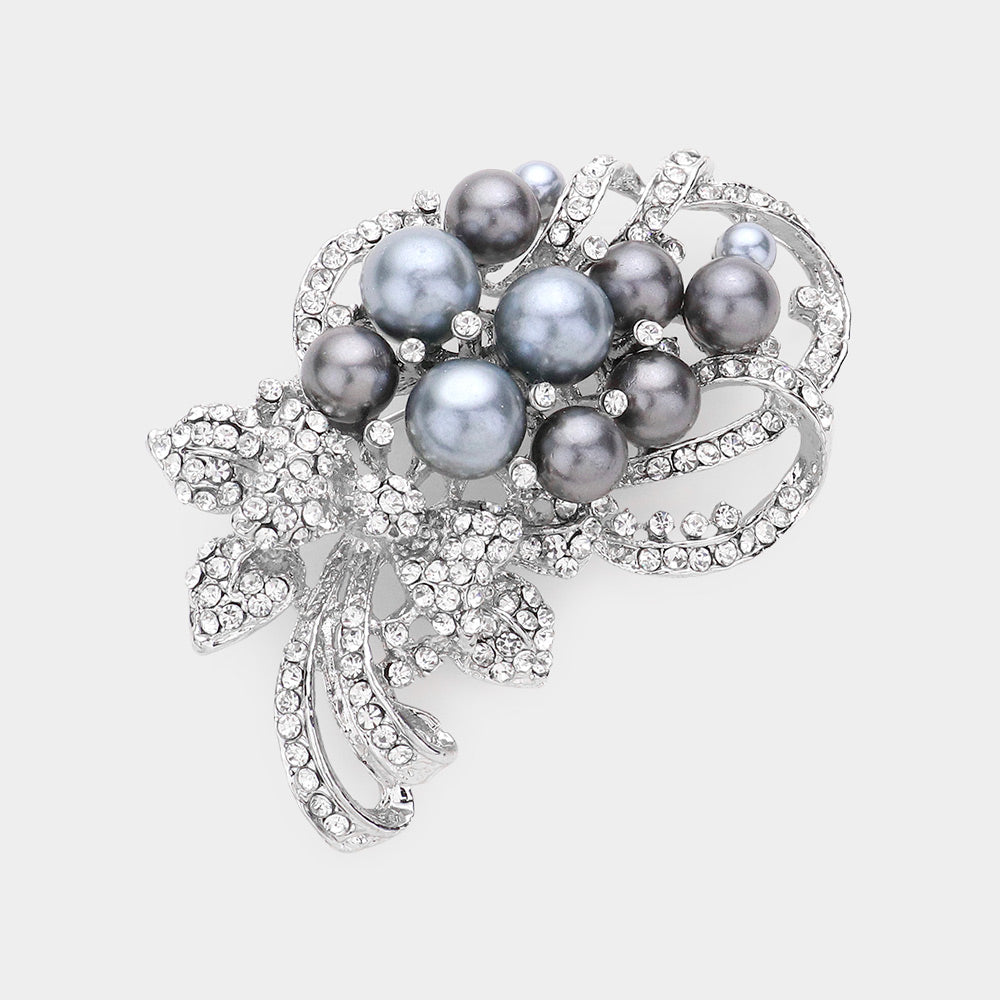 Pearl Bouquet Brooch — Hematite color option