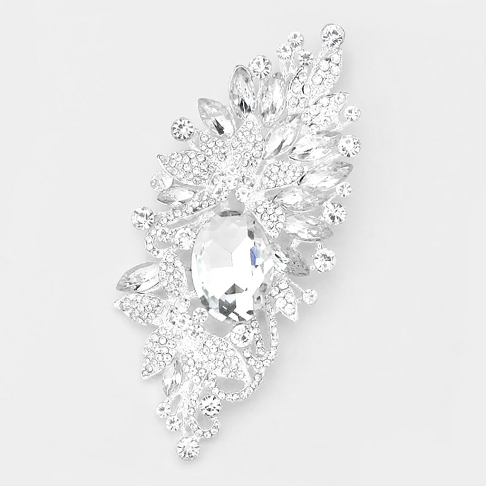 Floral Crystal Rhinestone Brooch & Pendant