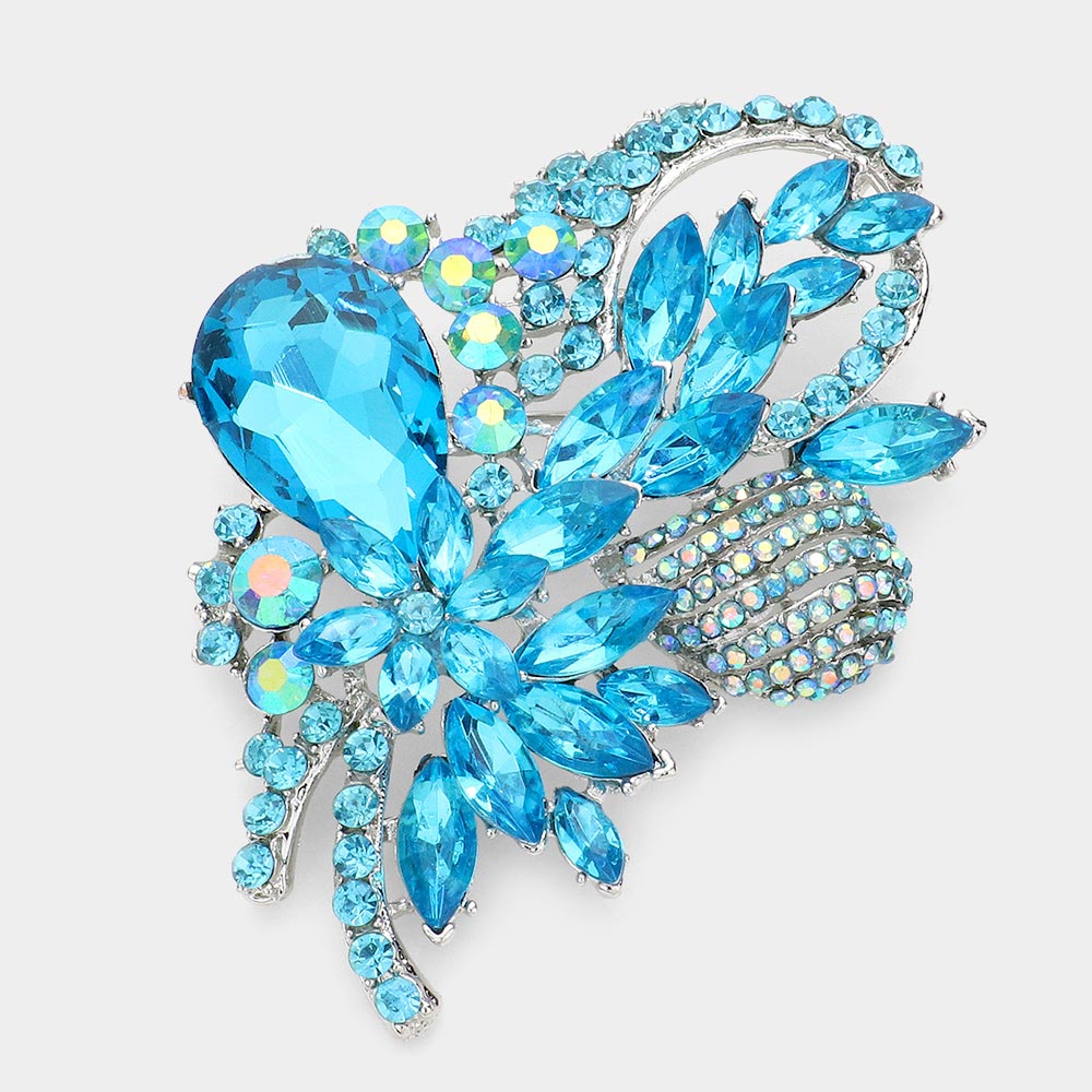 Glass Crystal Bouquet Brooch & Pendant