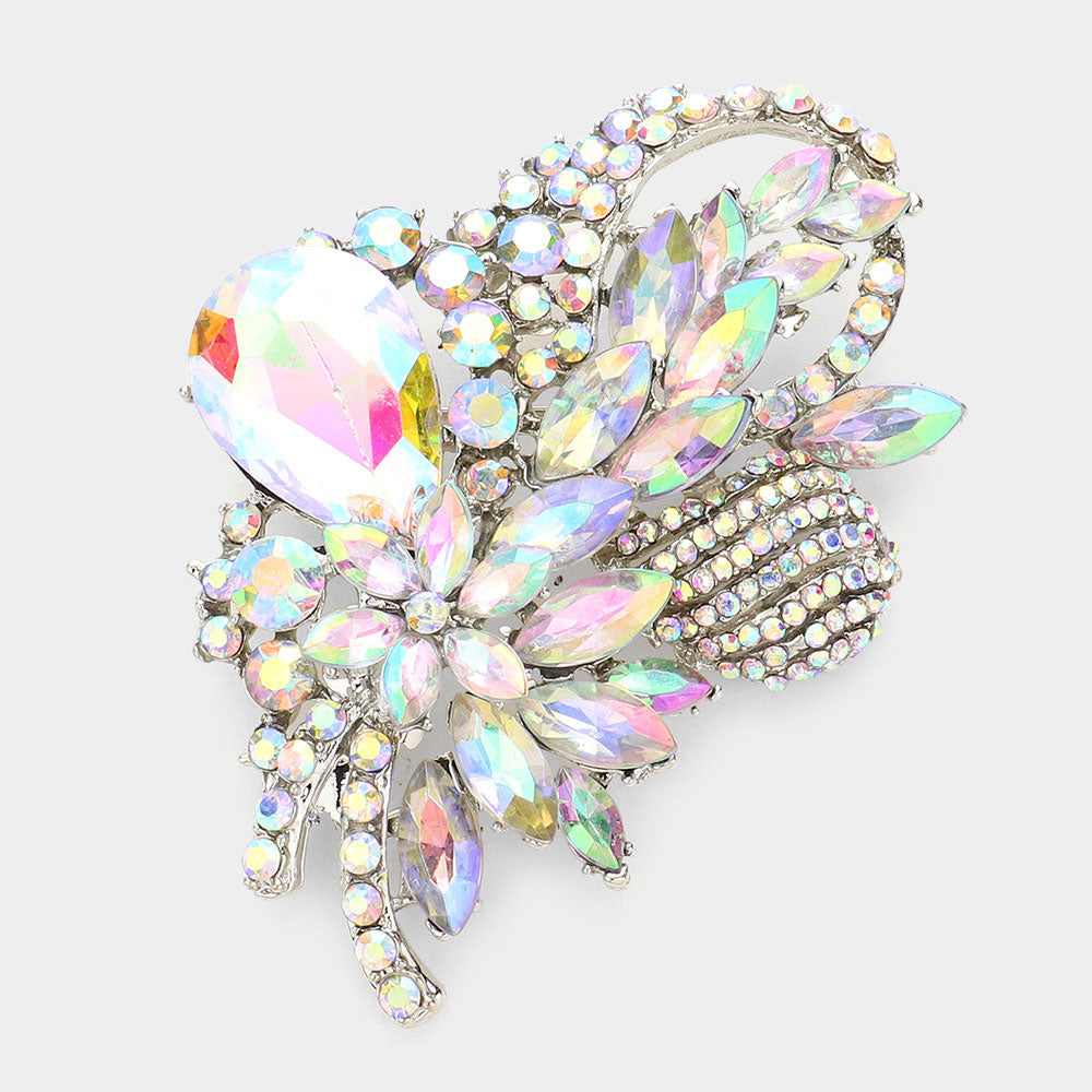 Glass Crystal Bouquet Brooch & Pendant
