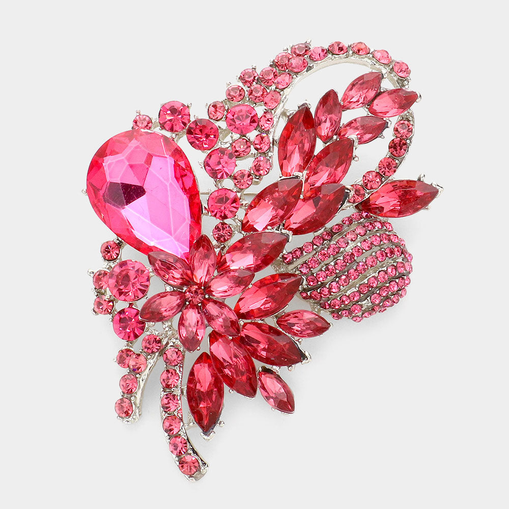 Glass Crystal Bouquet Brooch & Pendant