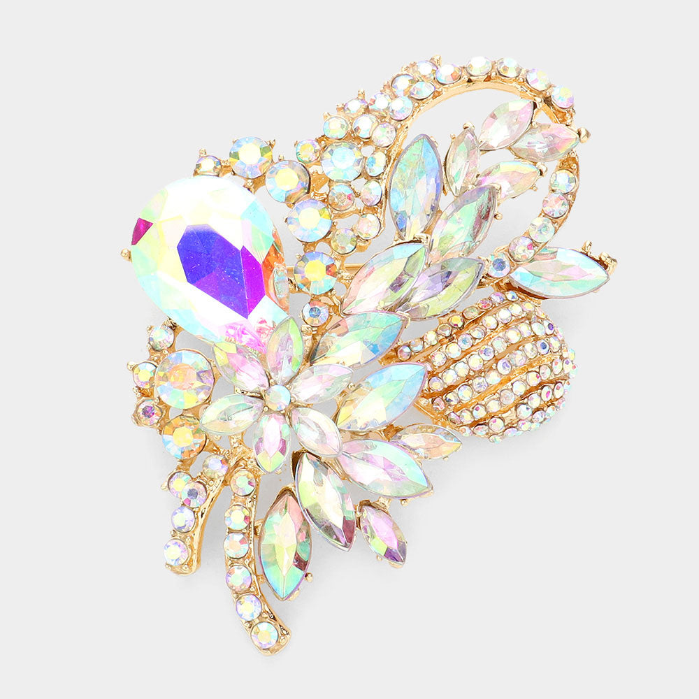 Glass Crystal Bouquet Brooch & Pendant