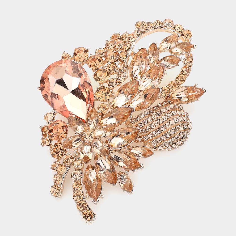 Glass Crystal Bouquet Brooch & Pendant