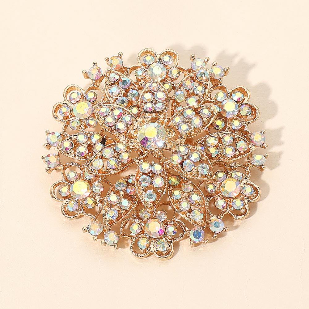 Vintage-Style Crystal Flower Brooch