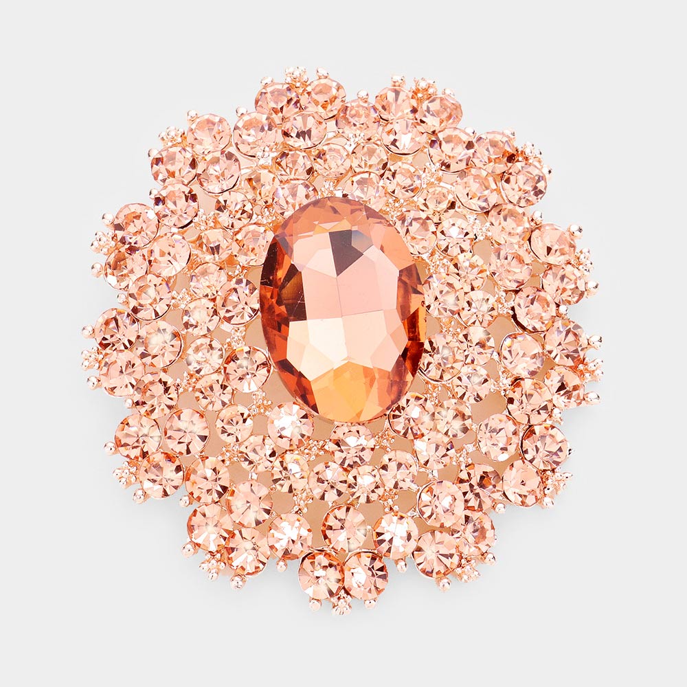 Oval Center-Stone Statement Brooch