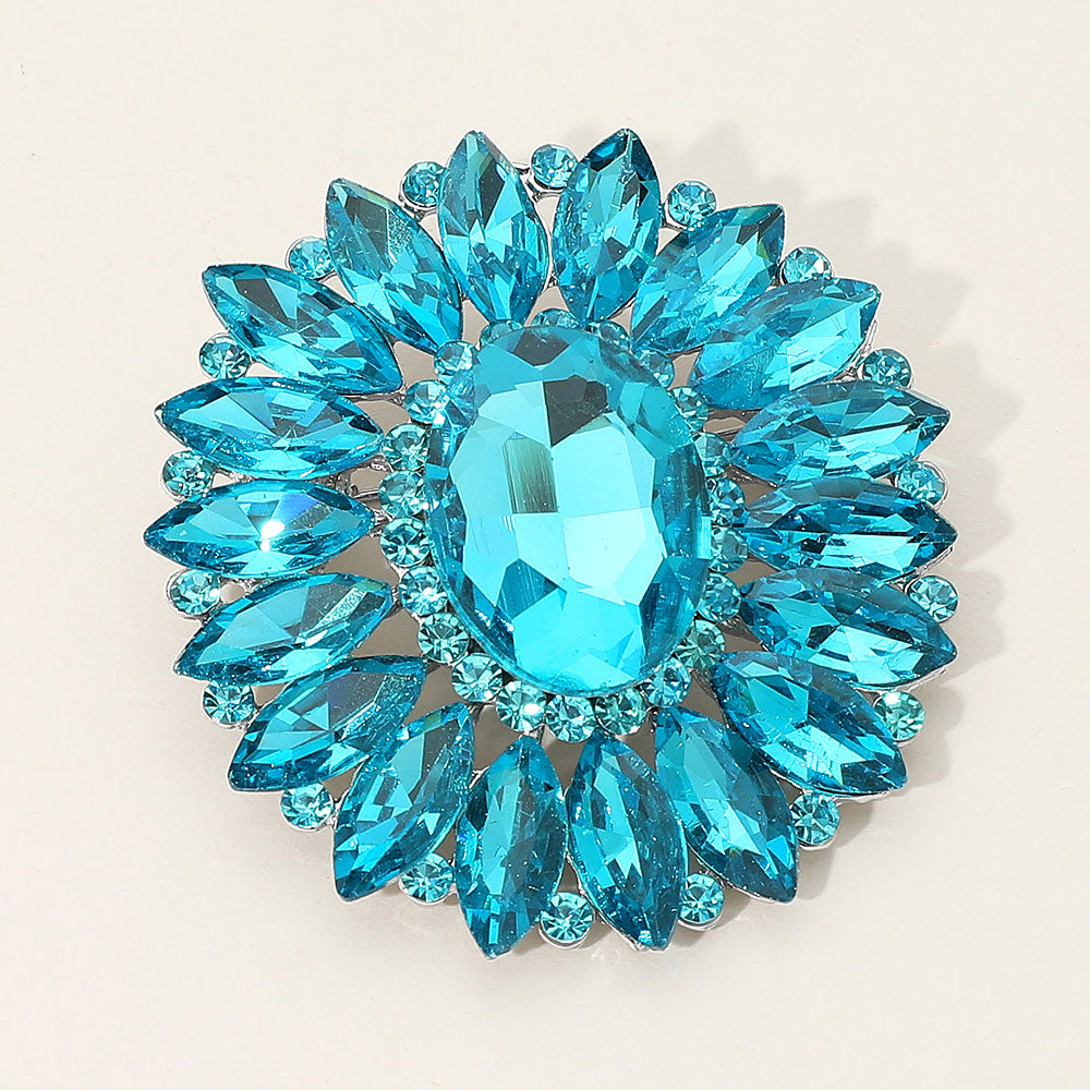 Prism Flower Crystal Brooch — AB, Blue color option