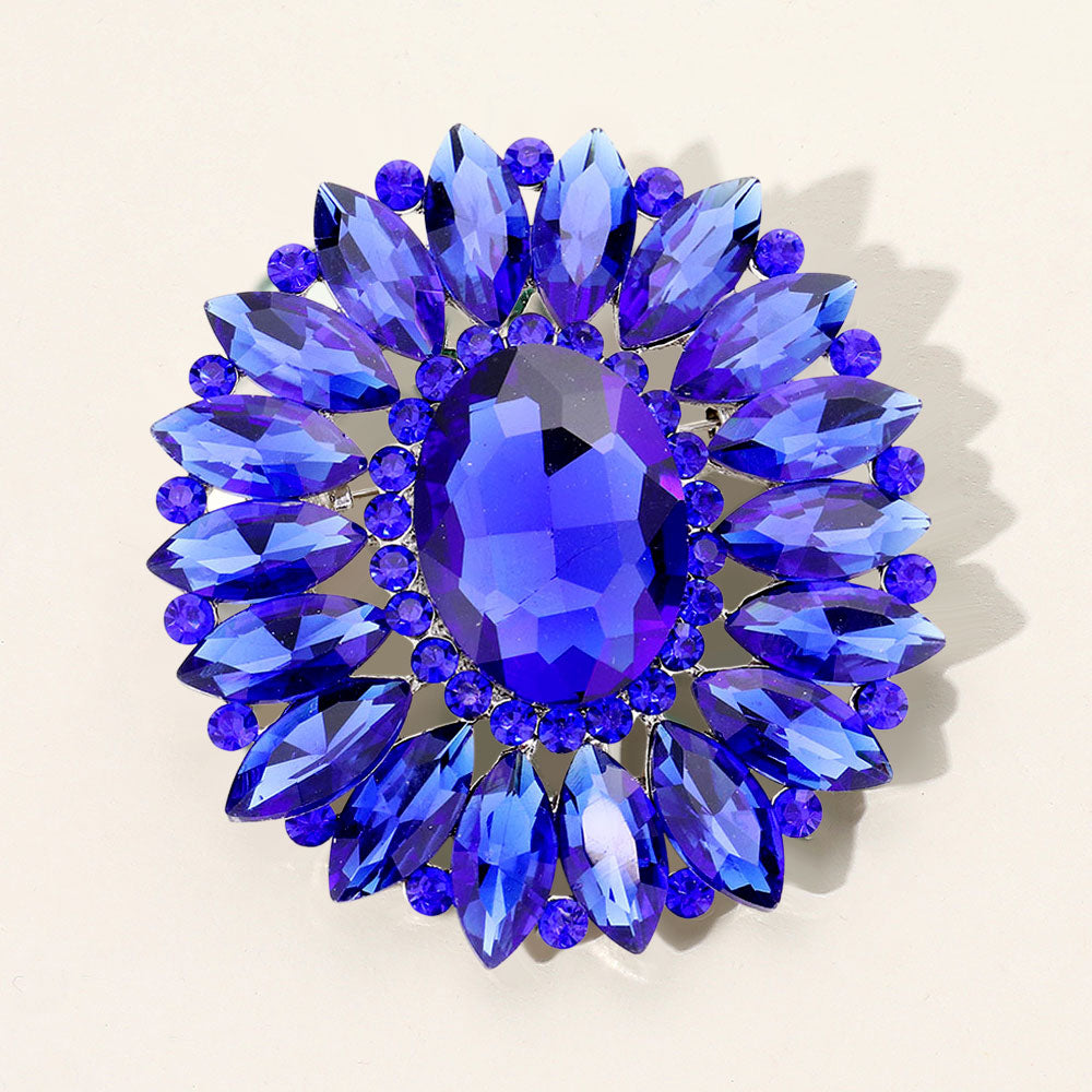 Prism Flower Crystal Brooch — Blue color option