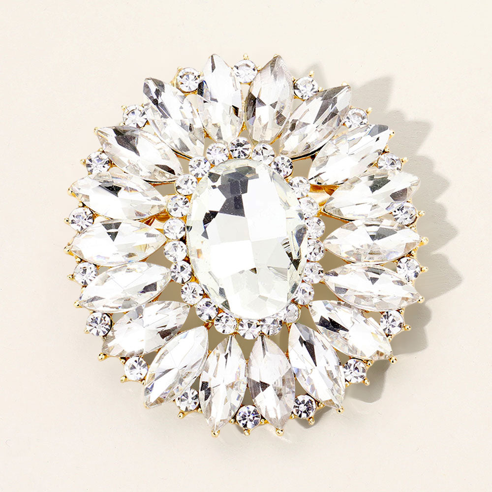 Prism Flower Crystal Brooch — Gold color option