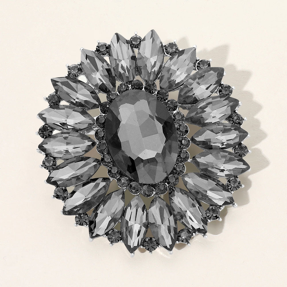Prism Flower Crystal Brooch — Black color option
