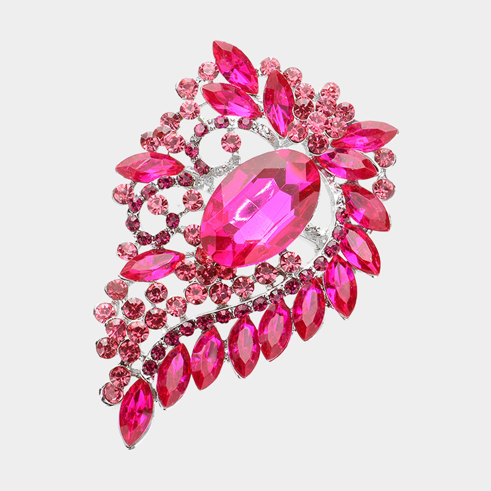 Oval Crystal Bouquet Brooch & Pendant