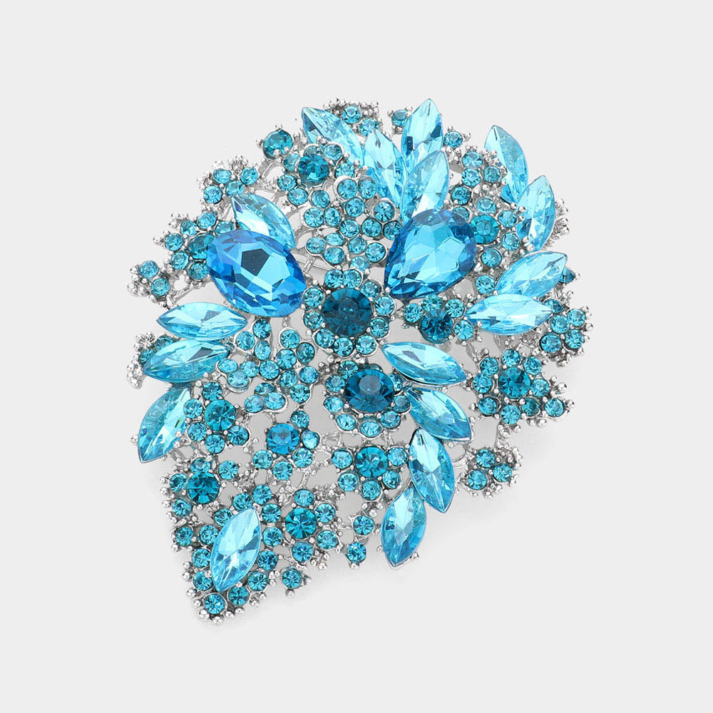 Marquise Crystal Flower Brooch