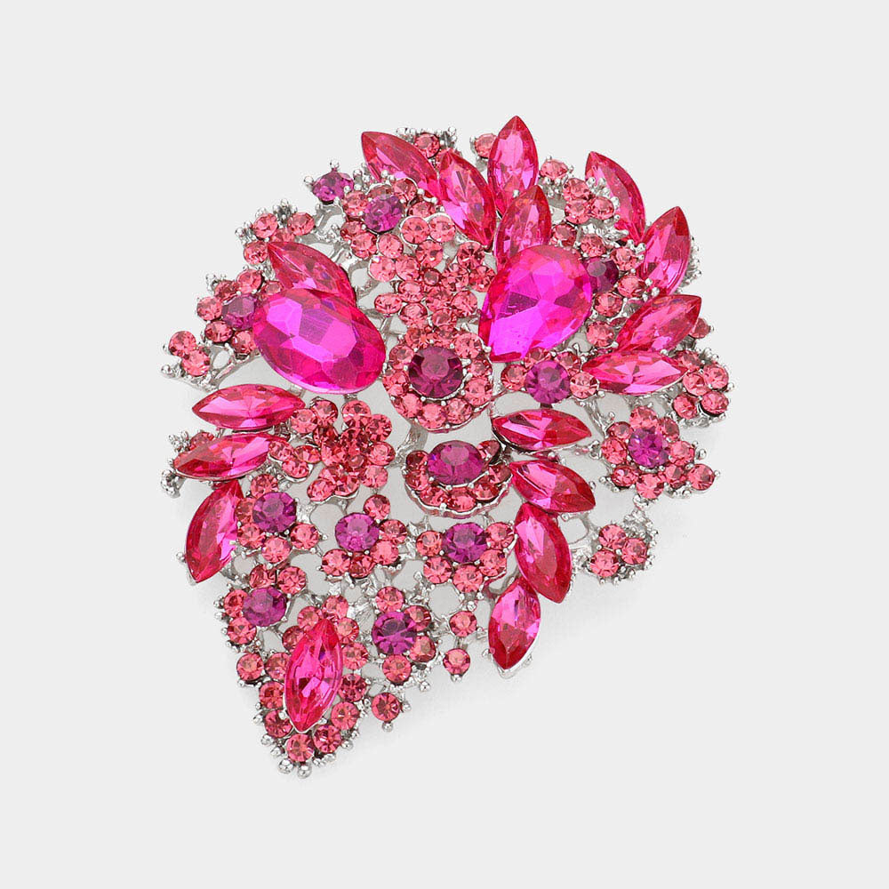 Marquise Crystal Flower Brooch