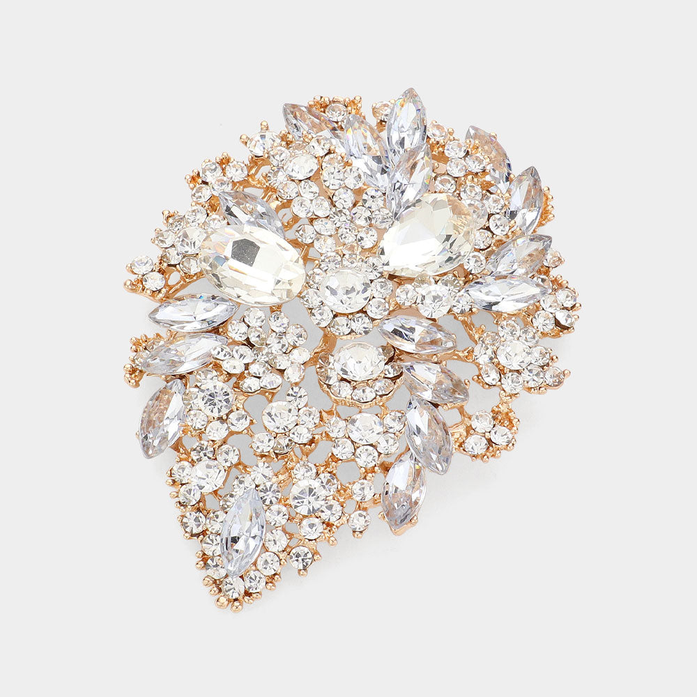 Marquise Crystal Flower Brooch