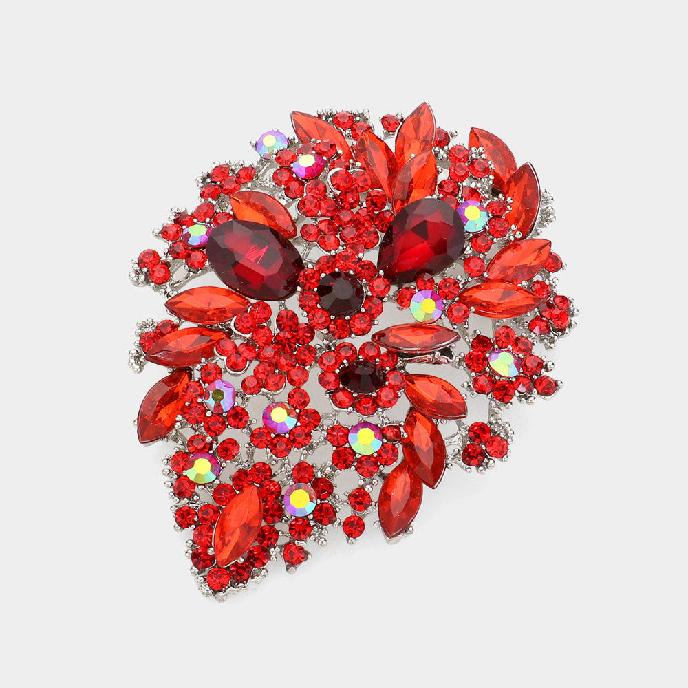 Marquise Crystal Flower Brooch