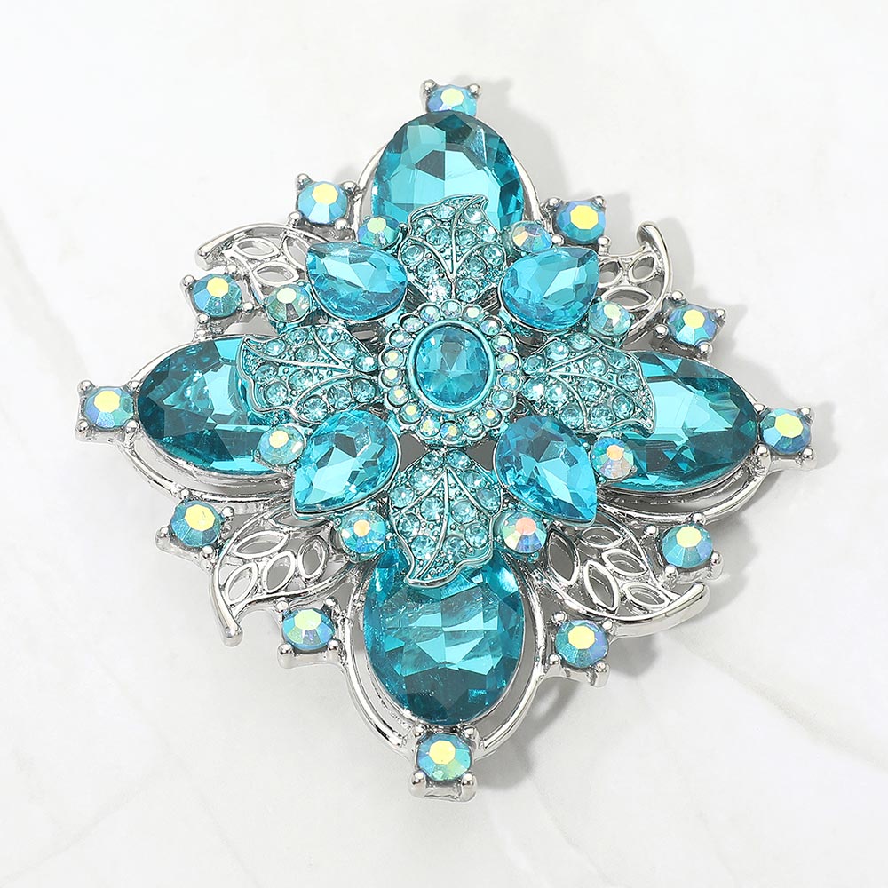 Color Garden Floral Brooch — Aqua color option