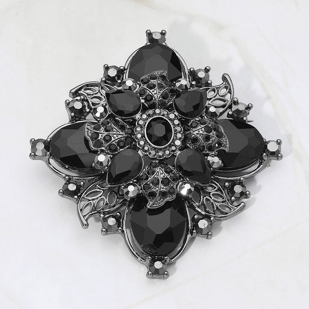 Color Garden Floral Brooch — Black, Jet Black color option