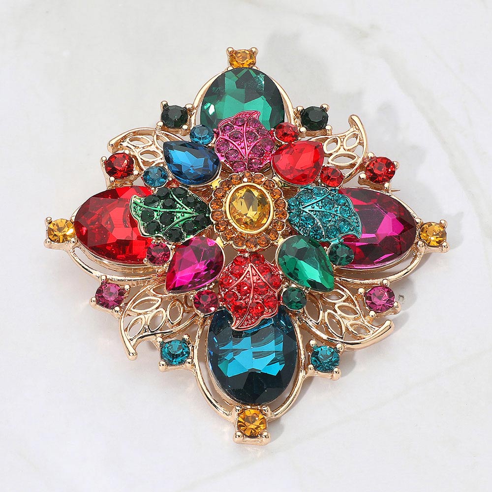 Color Garden Floral Brooch — Gold, Multi color option