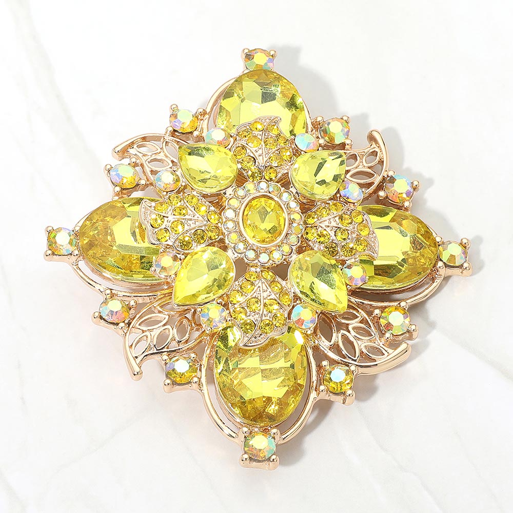 Color Garden Floral Brooch — Gold, Yellow color option