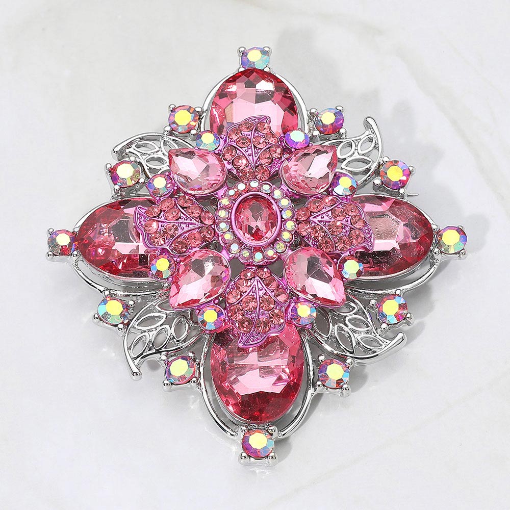 Color Garden Floral Brooch — Pink, Rhodium color option