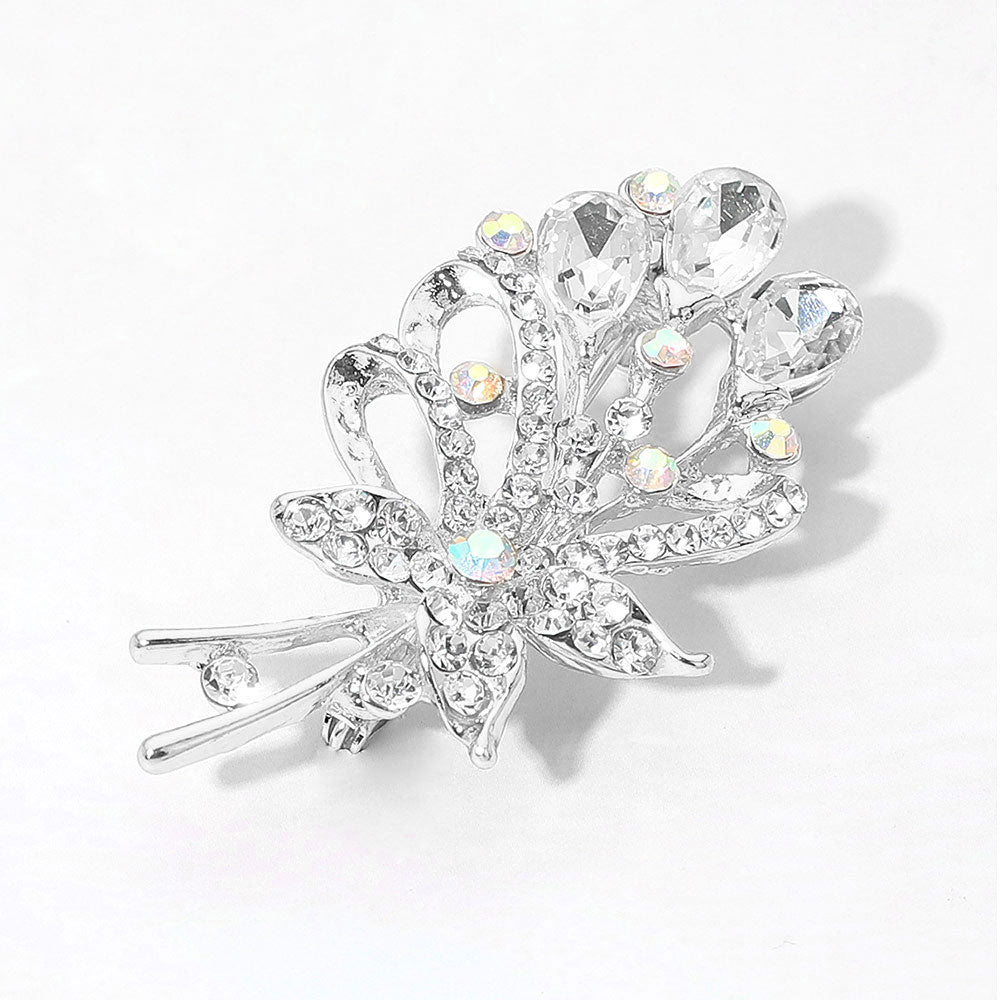 Teardrop Crystal Flower Bouquet Brooch