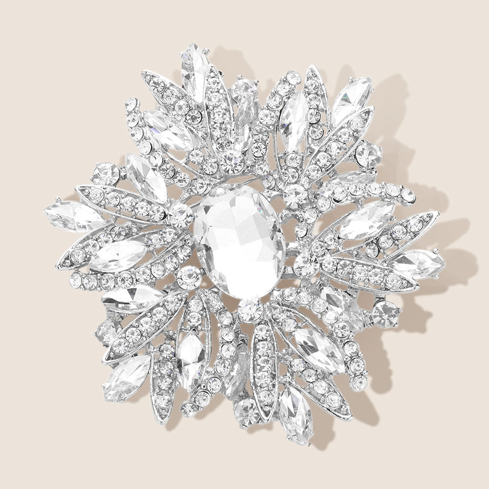 Large Glass Crystal Flower Brooch & Pendant