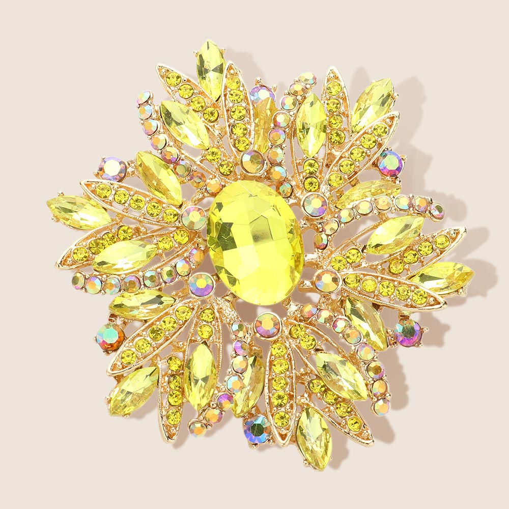 Large Glass Crystal Flower Brooch & Pendant