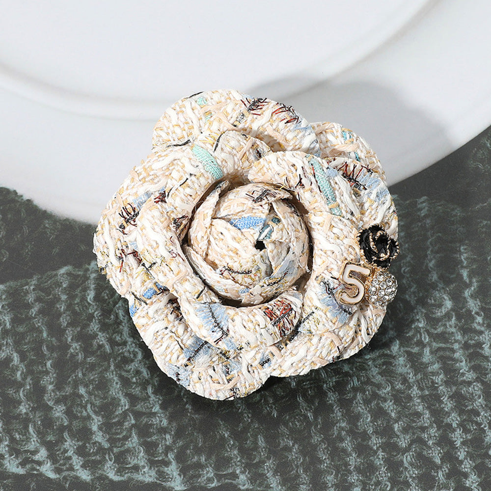 Tweed Flower Number Five Brooch & Hair Clip