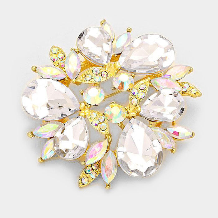 Teardrop Crystal Wreath Brooch