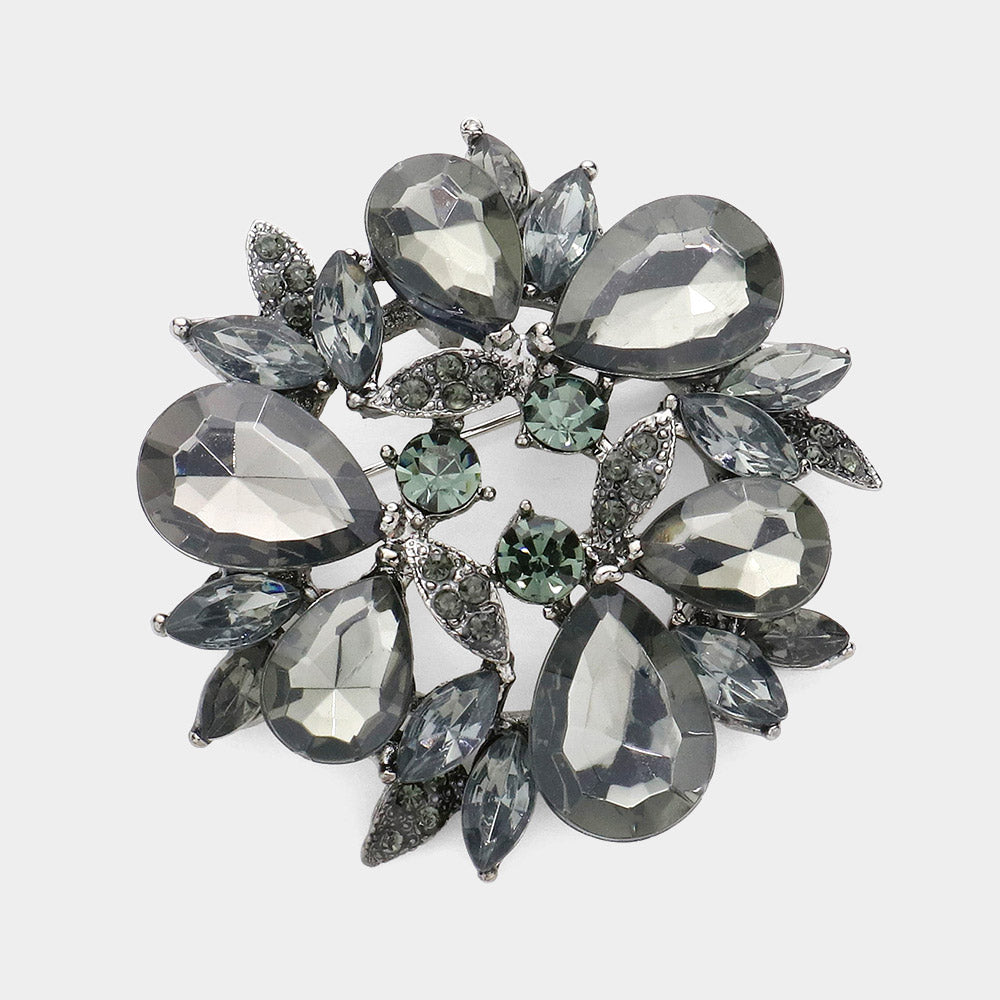 Teardrop Crystal Wreath Brooch