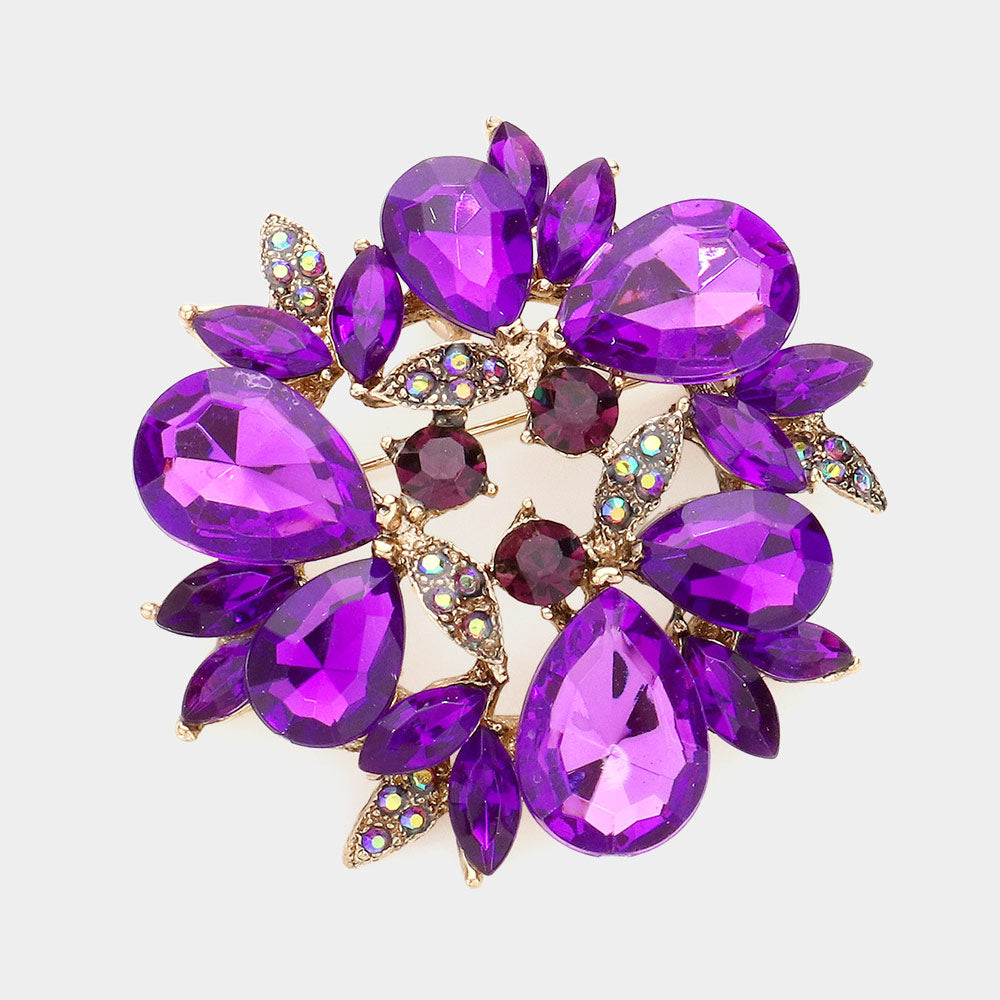 Teardrop Crystal Wreath Brooch
