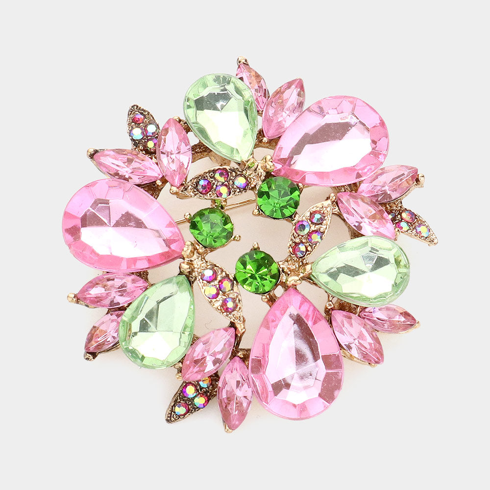 Teardrop Crystal Wreath Brooch