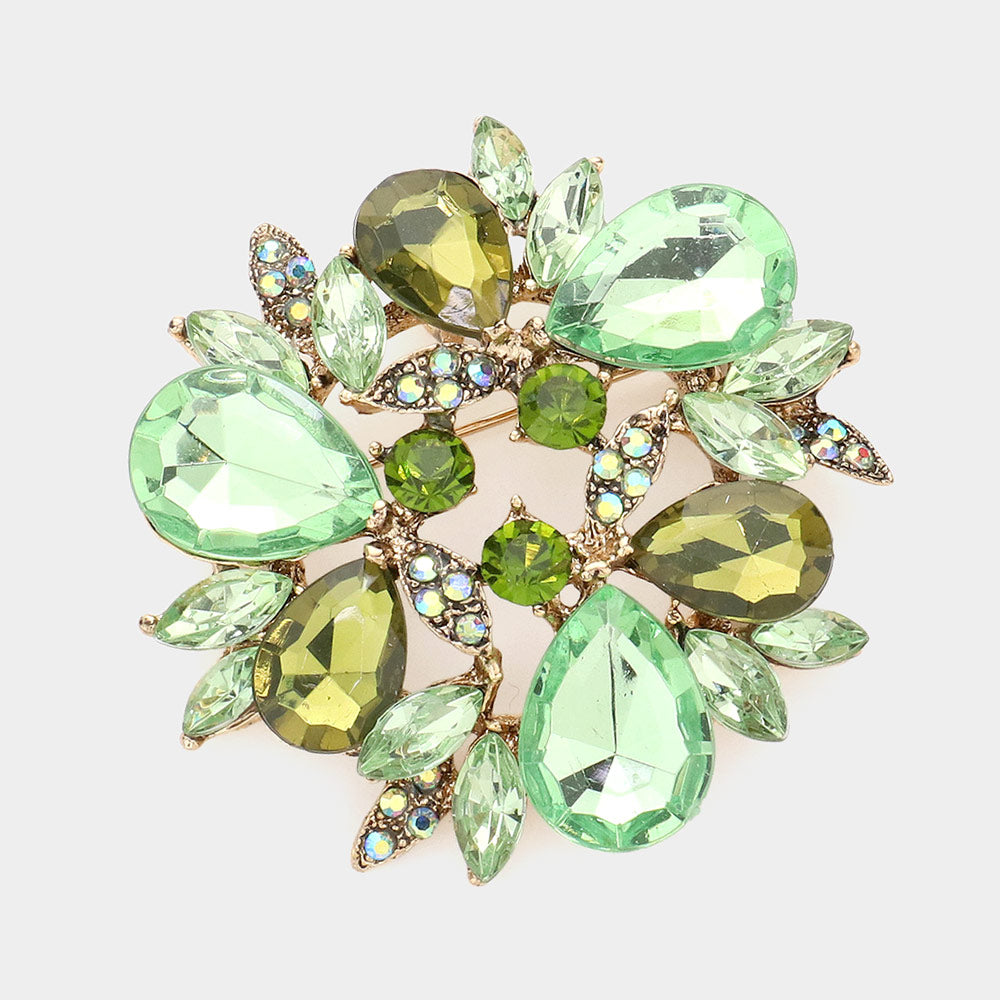 Teardrop Crystal Wreath Brooch