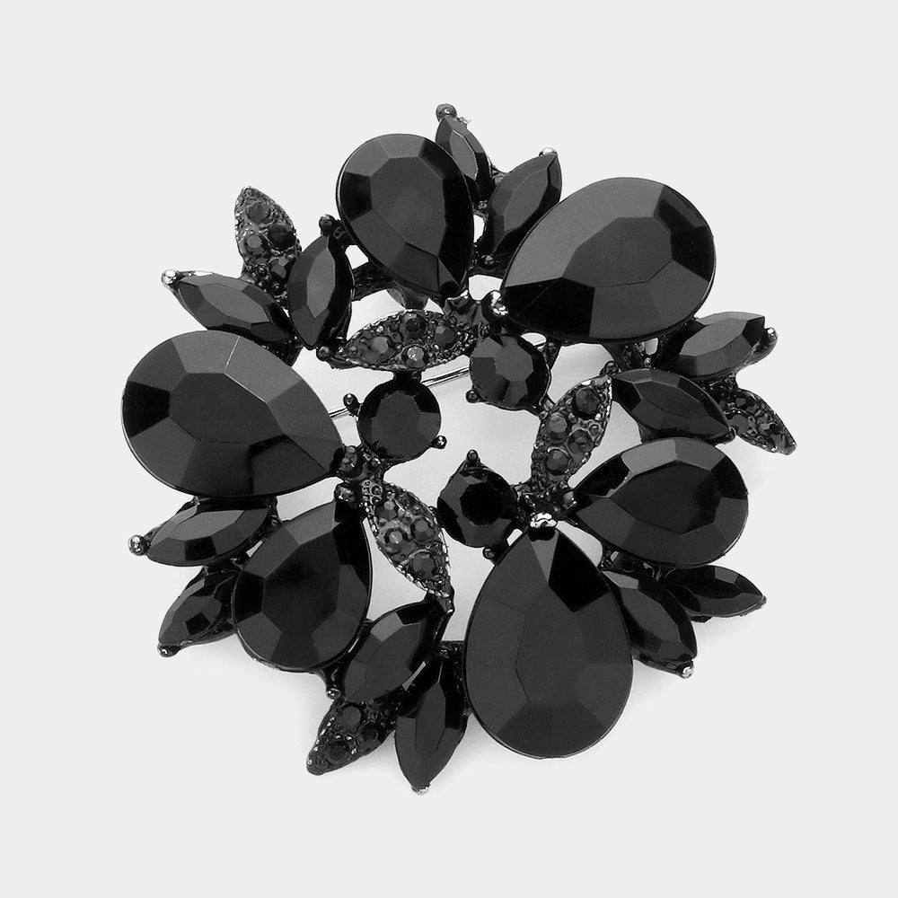 Teardrop Crystal Wreath Brooch